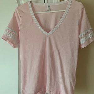 American Apparel pink baseball tee